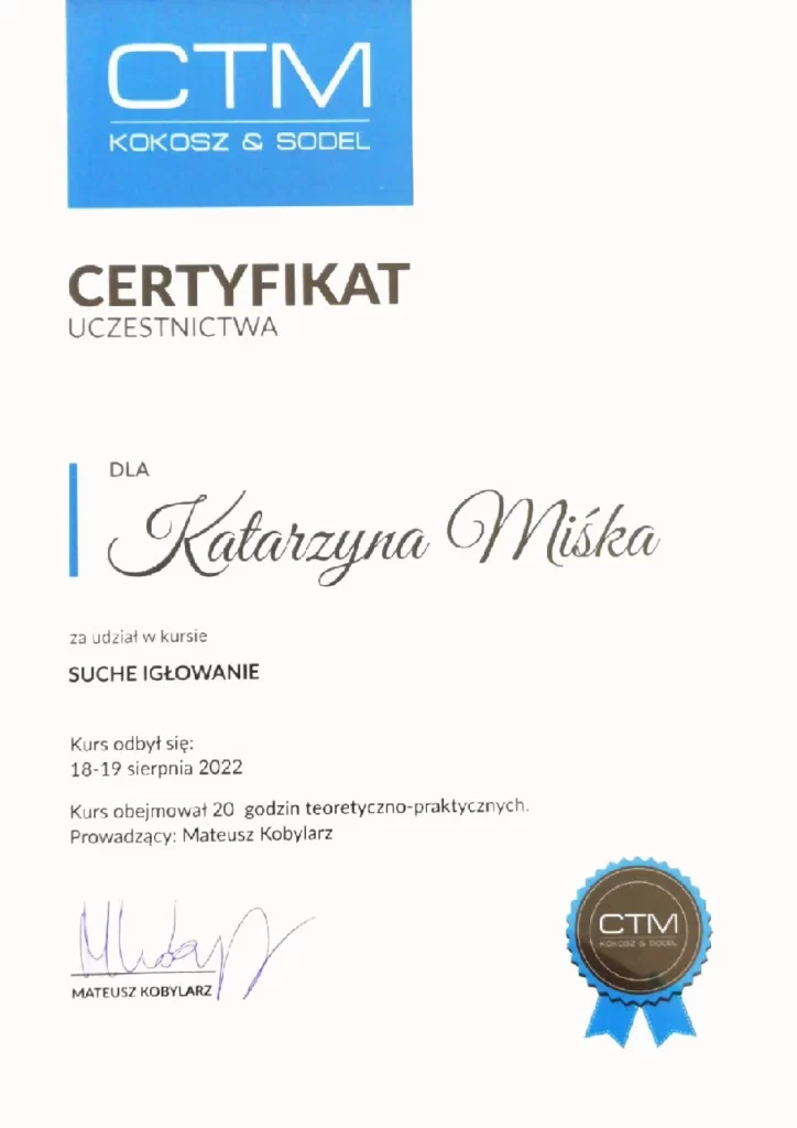 Certyfikat Katarzyna Miśka