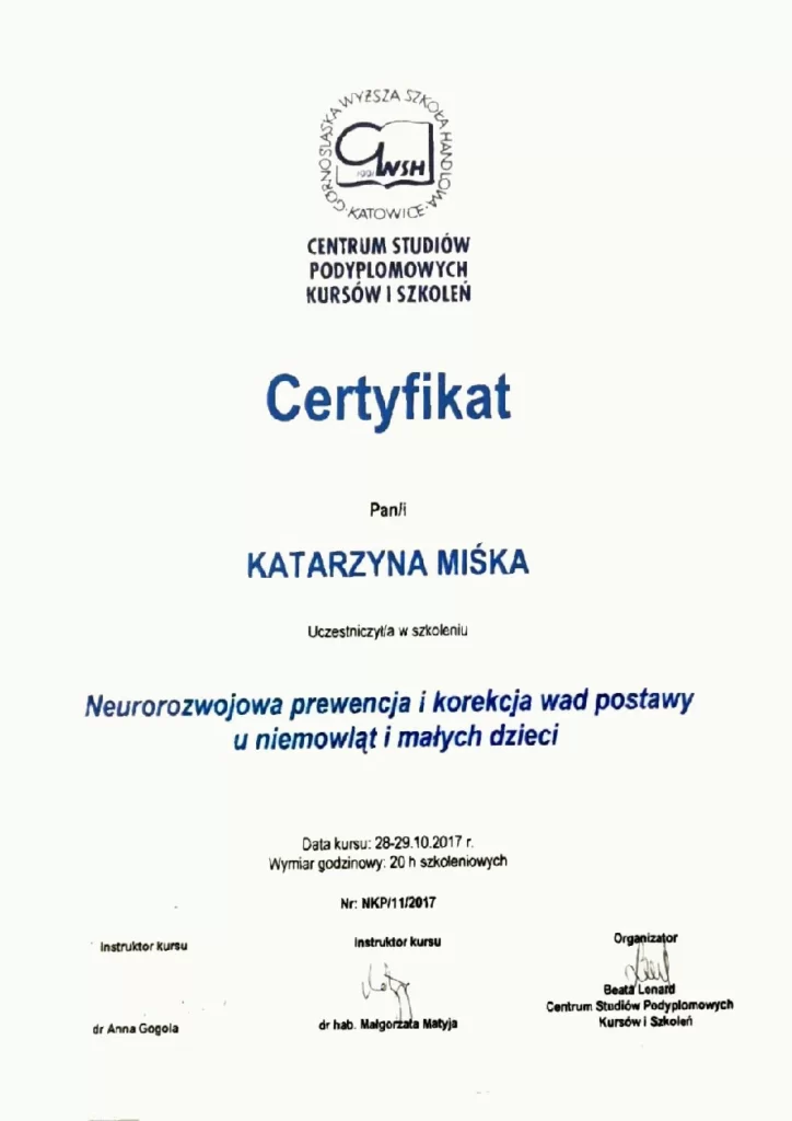 Certyfikat Katarzyna Miśka