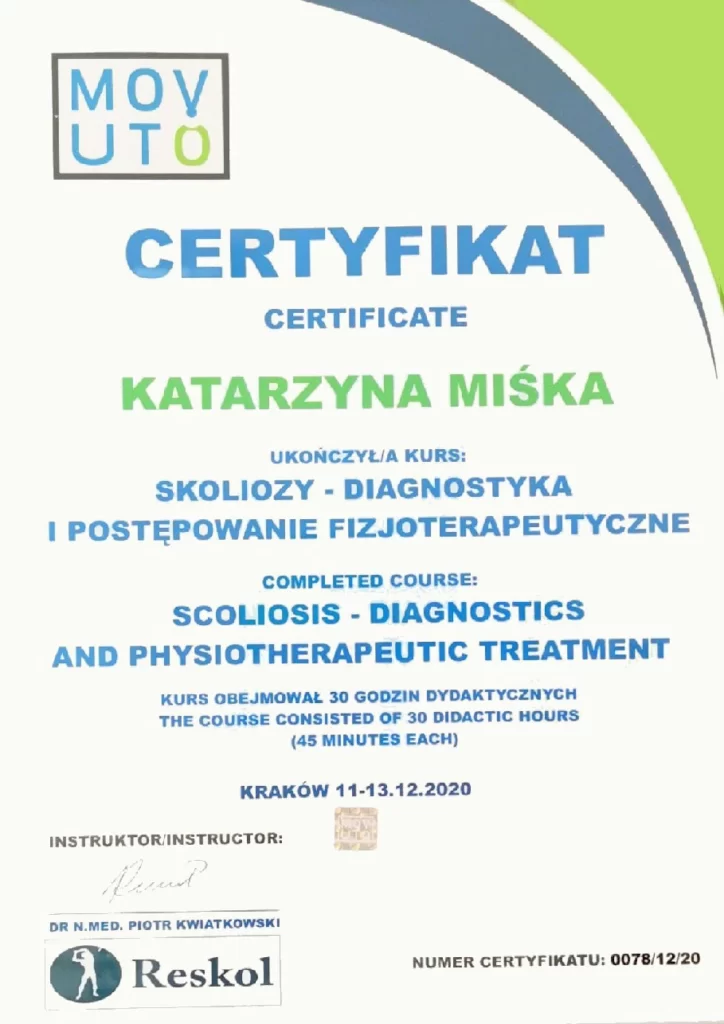 Certyfikat Katarzyna Miśka