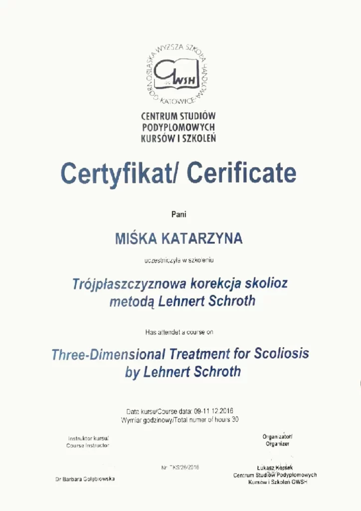Certyfikat Katarzyna Miśka